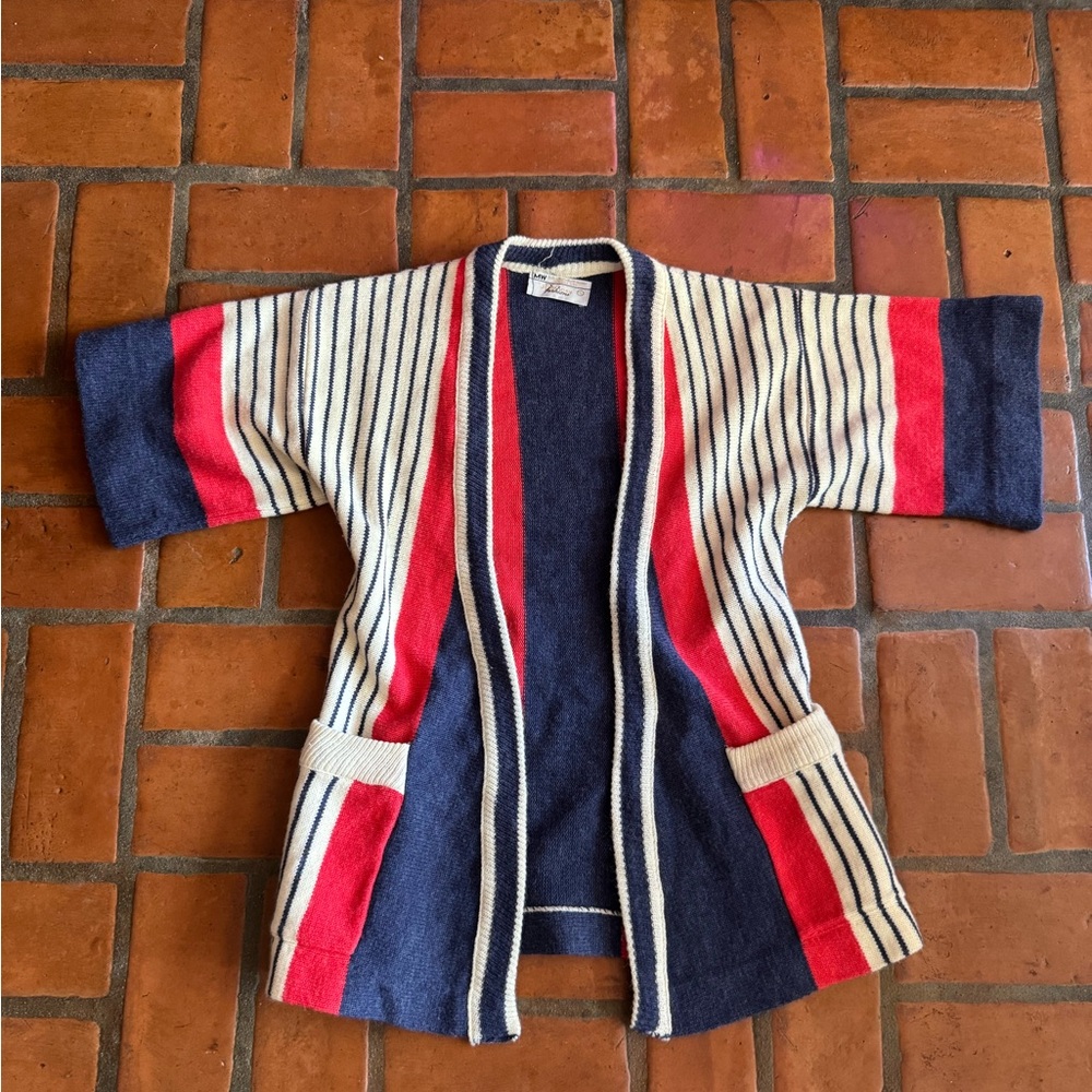 Striped Kimono Cardigan in Red and Blue